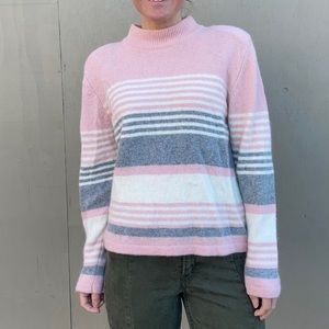 Pink Horizontal Stripe Wool Sweater Kazamidori